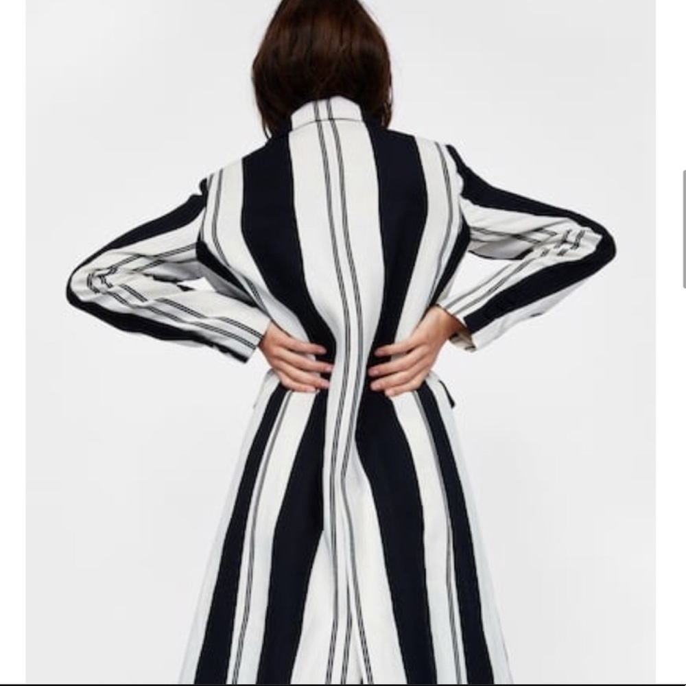 Zara Long Striped Coat - Picture 4 of 16